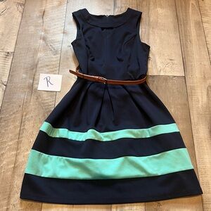 Navy and Mint women’s Dress with Belt